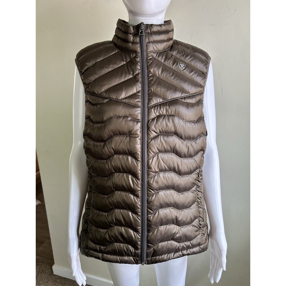 Ariat AriatTEK Ideal Down Vest Womens XL Brown Quilted Insulated Full Zip - Picture 11 of 11
